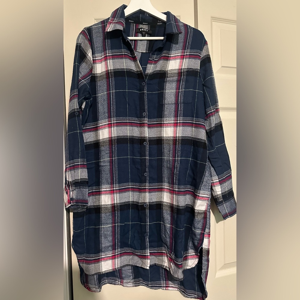 DKNY Navy Plaid Sleep Shirt